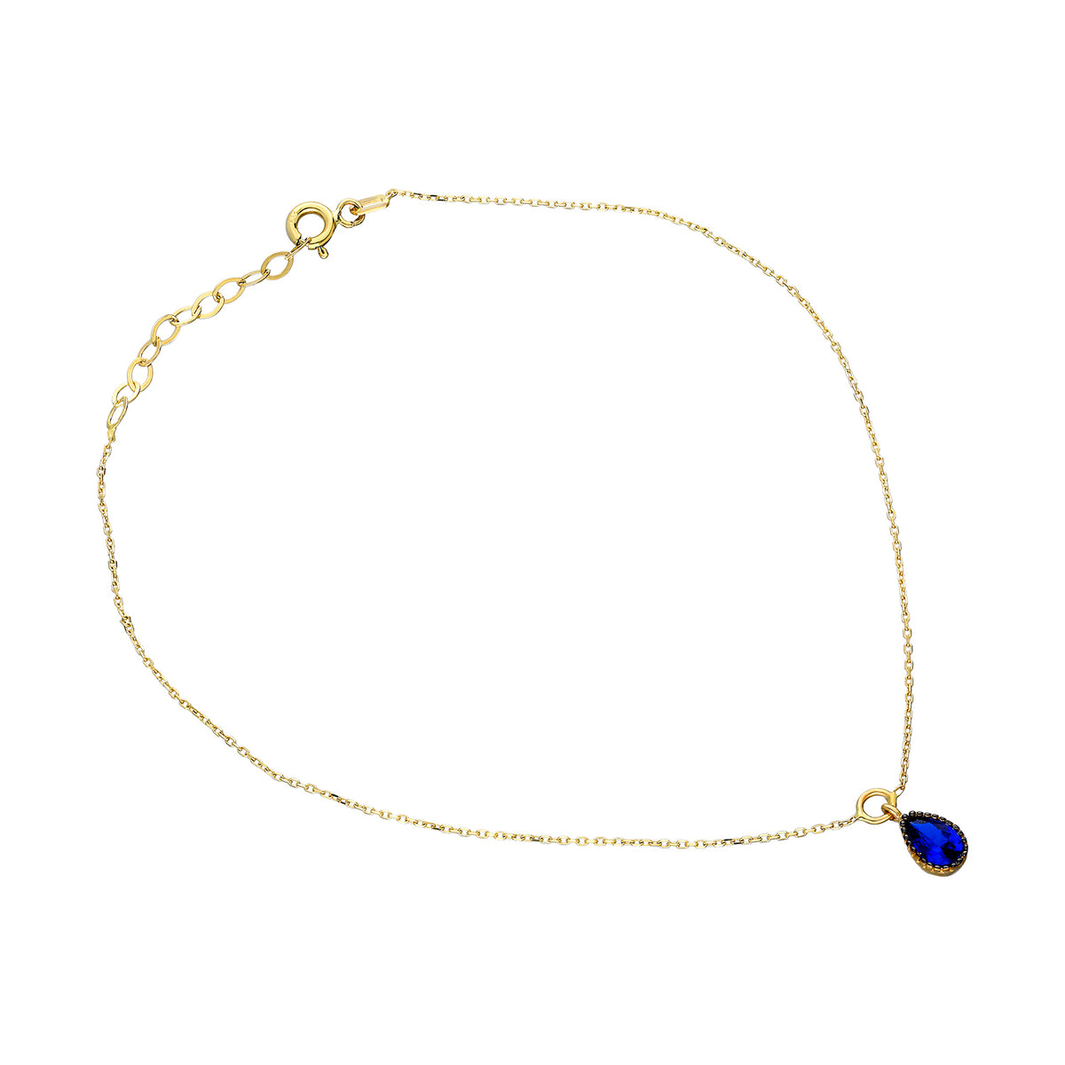 14k Solid Gold Drop Anklet