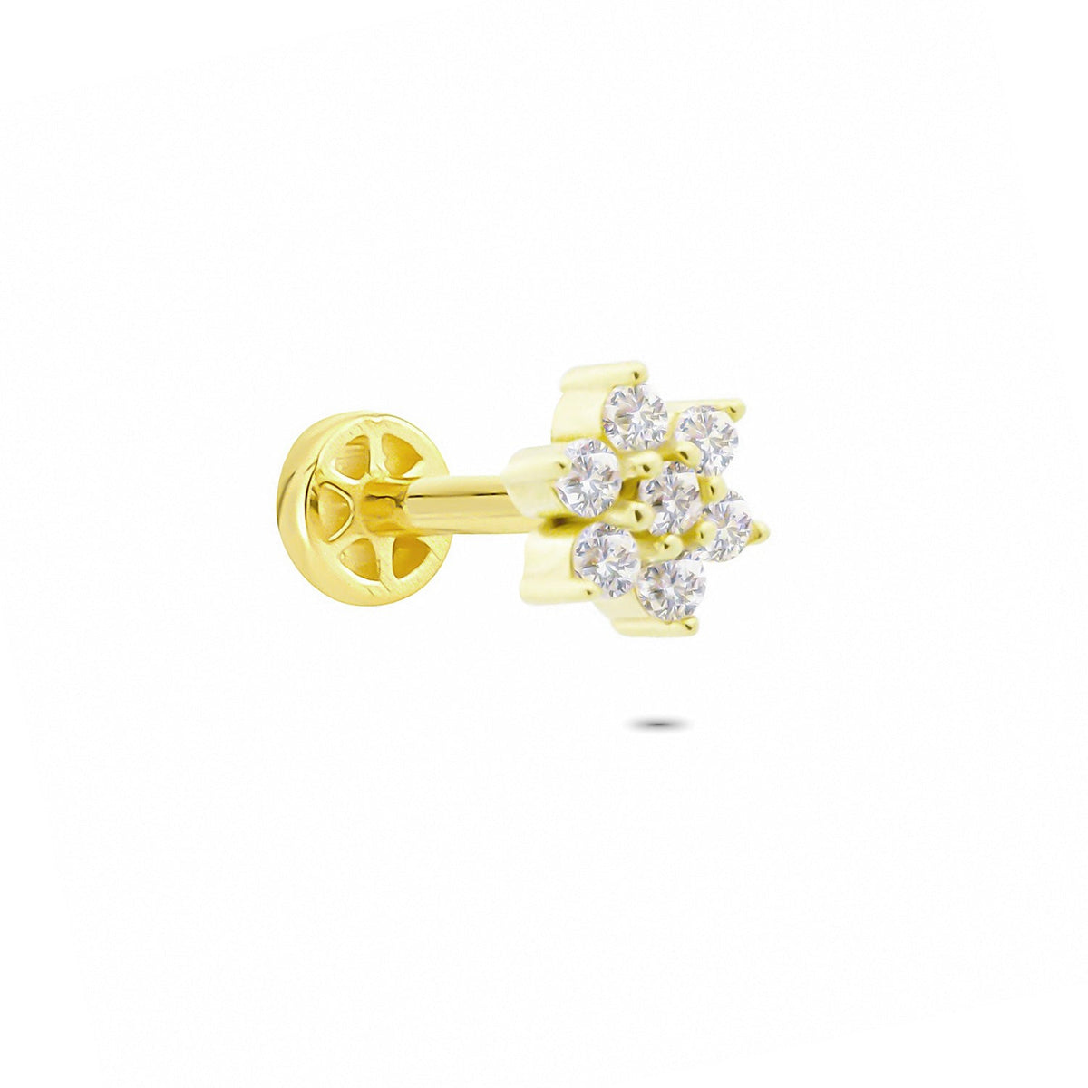 14k Solid Gold Clover Tragus Piercing - alternate view 4