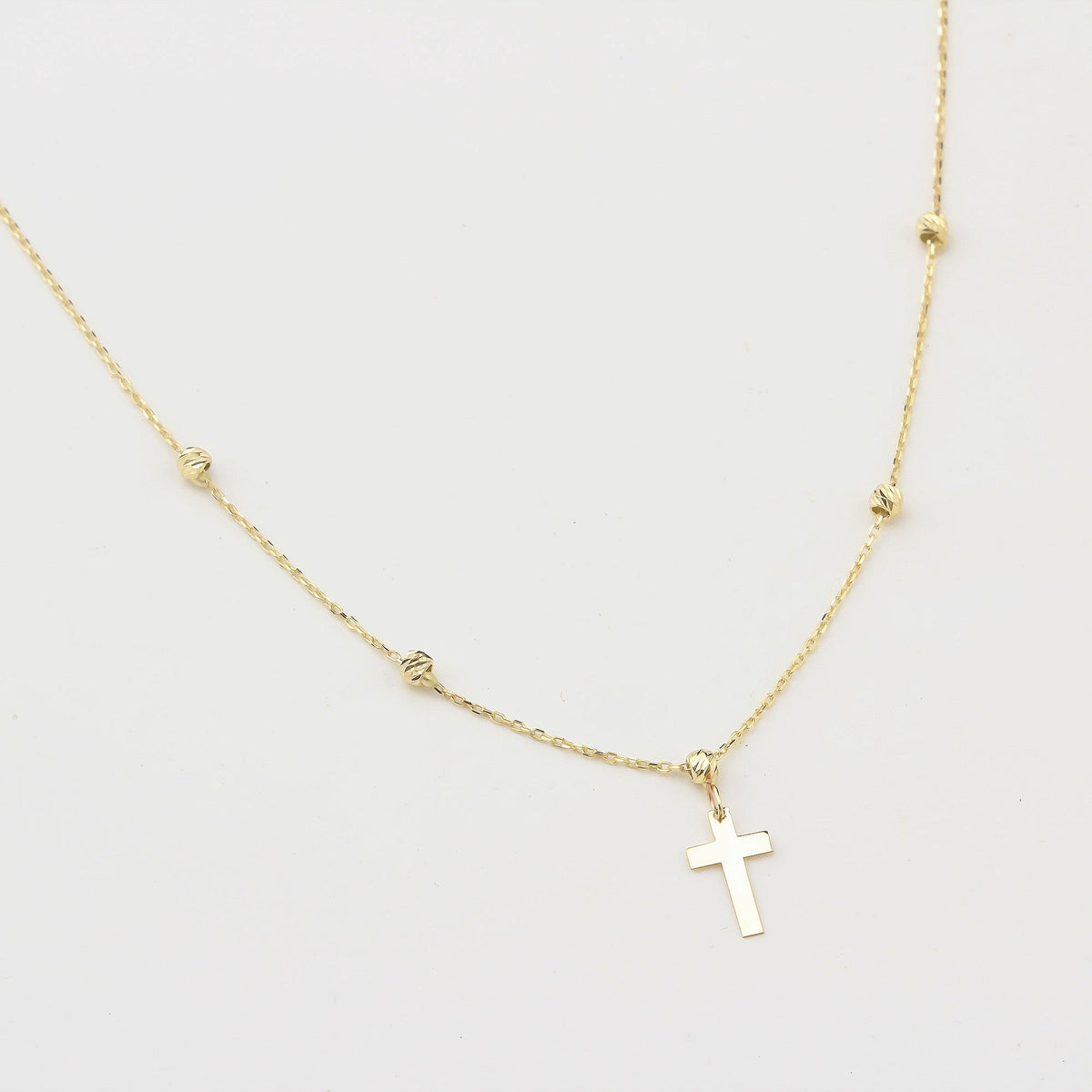 14k Solid Gold Cross Necklace
