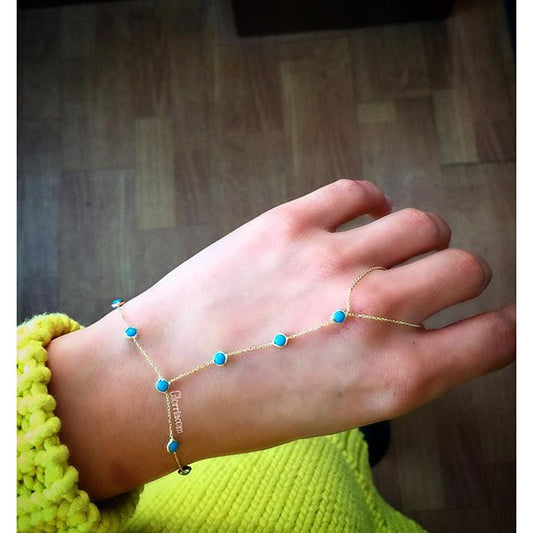 14k Solid Gold Turquoise Shahmeran Bracelet