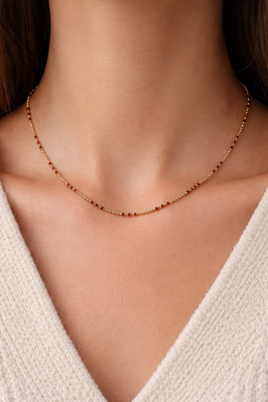 RED ENAMEL NECKLACE