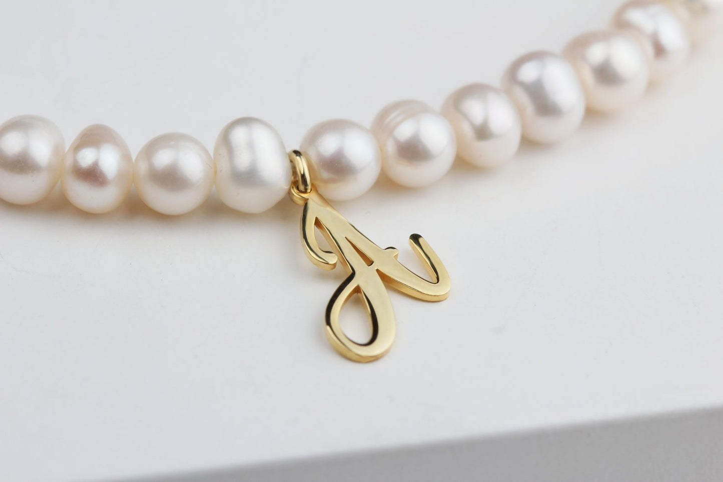 925k Sterling Silver Personalized Initial Pearl Necklace - alternate view 2