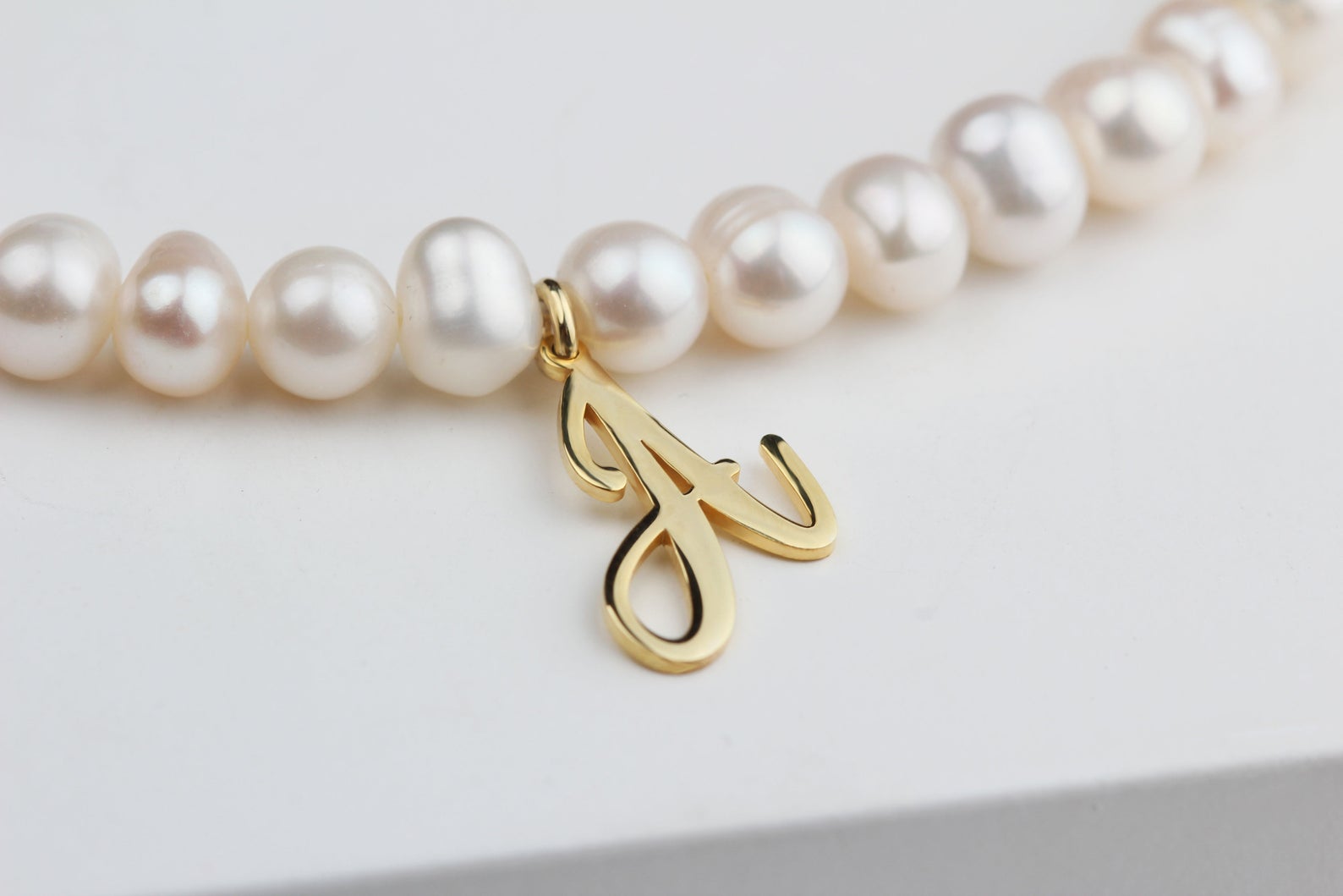 925k Sterling Silver Personalized Initial Pearl Necklace - alternate view 2
