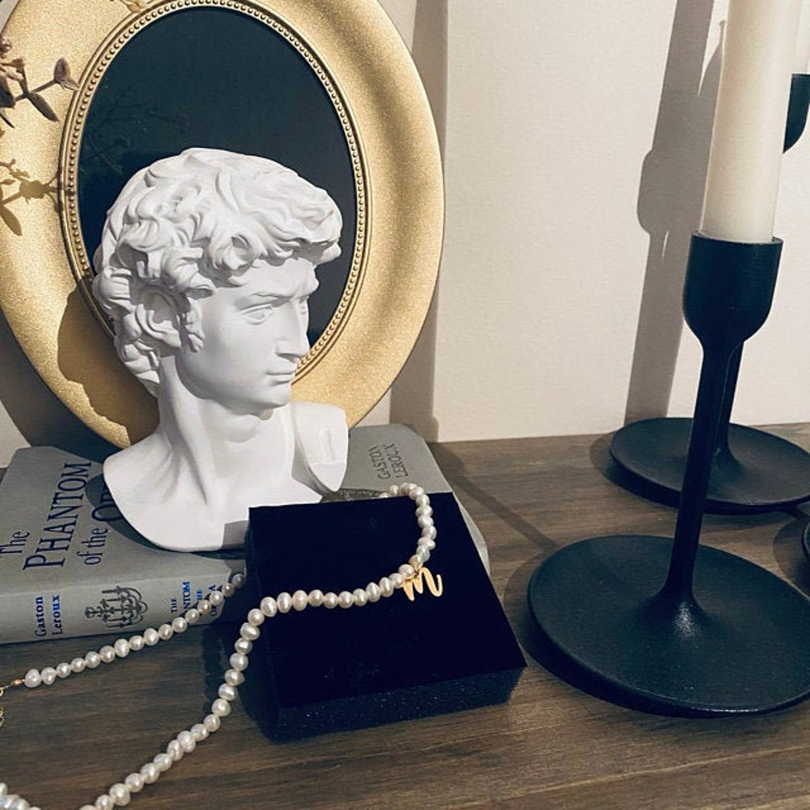 925k Sterling Silver Personalized Initial Pearl Necklace - alternate view 3