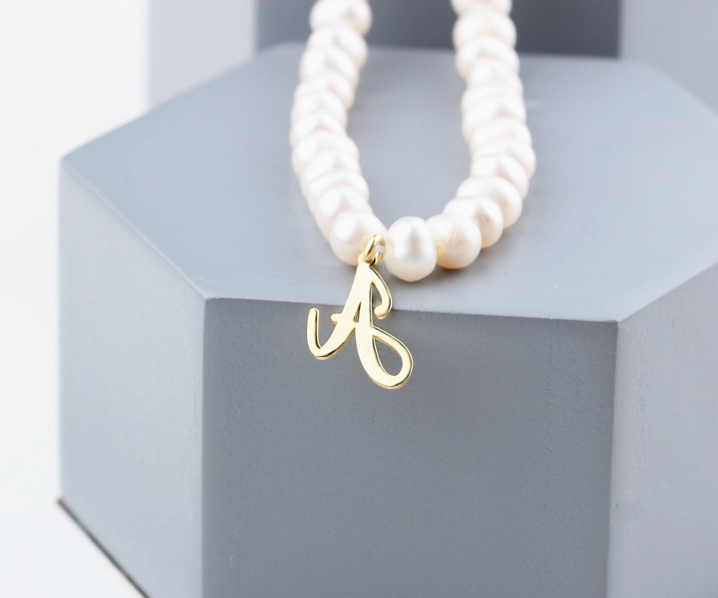 925k Sterling Silver Personalized Initial Pearl Necklace - alternate view 5