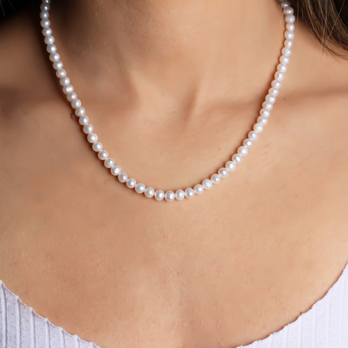 925k Sterling Silver Pearl Necklace
