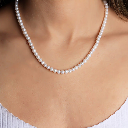 925k Sterling Silver Pearl Necklace