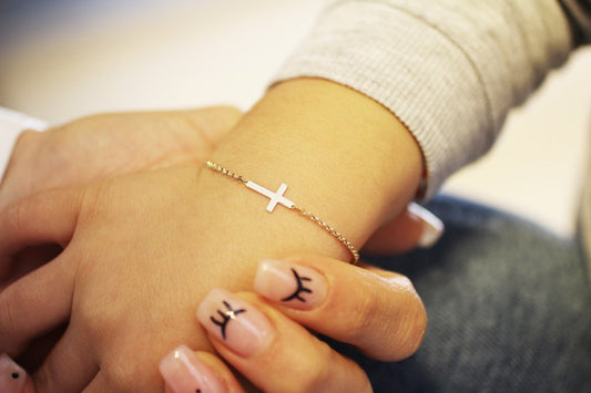 14k Solid Gold Cross Child Bracelet