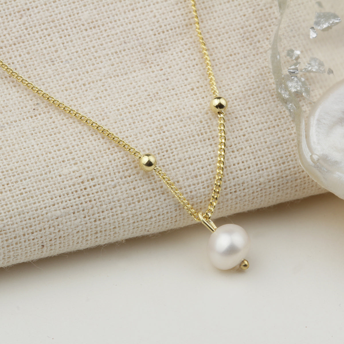 925k Sterling Silver Pearl Necklace - alternate view 6