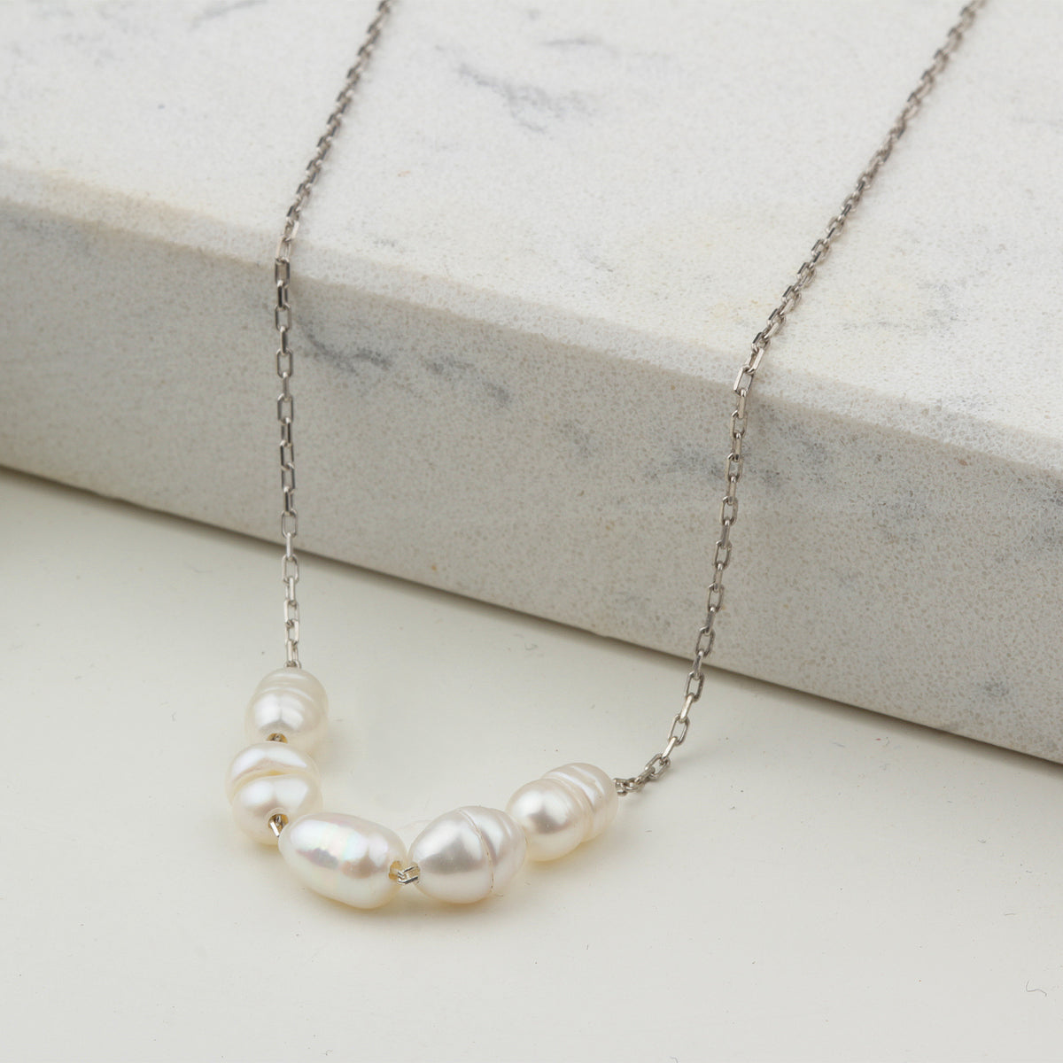 925k Sterling Silver Pearl Necklace - alternate view 5