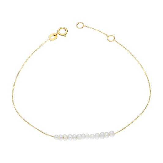 14k Solid Gold Pearl Row Bracelet