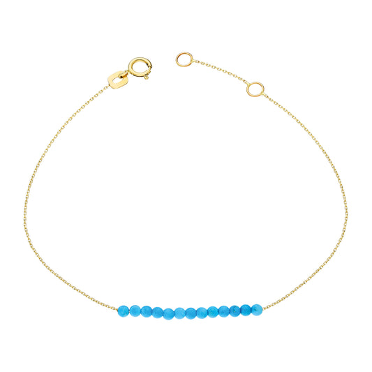 14k Solid Gold Turquoise Stone Bracelet