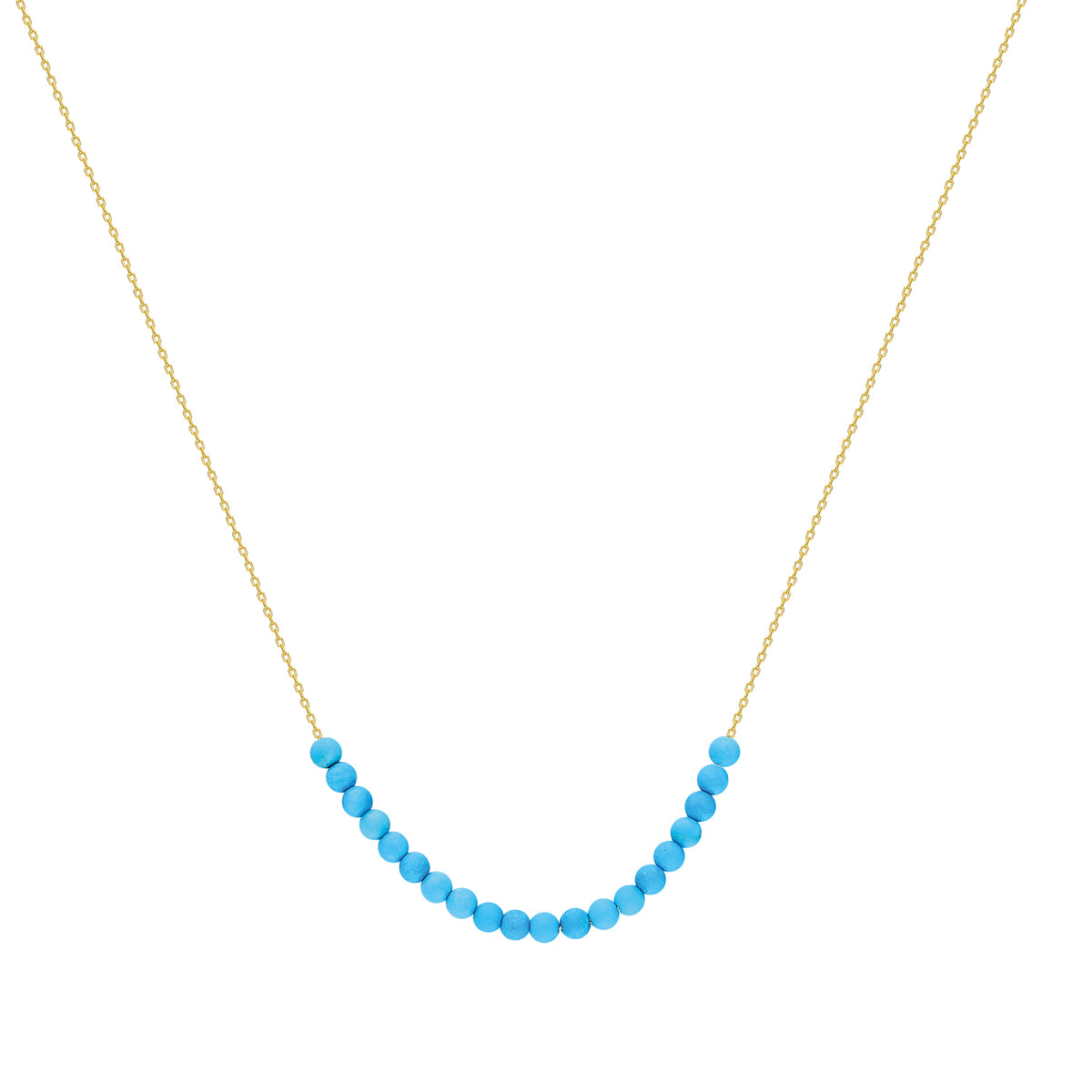 14k Solid Gold Turquoise Stone Necklace