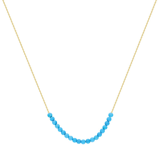 14k Solid Gold Turquoise Stone Necklace