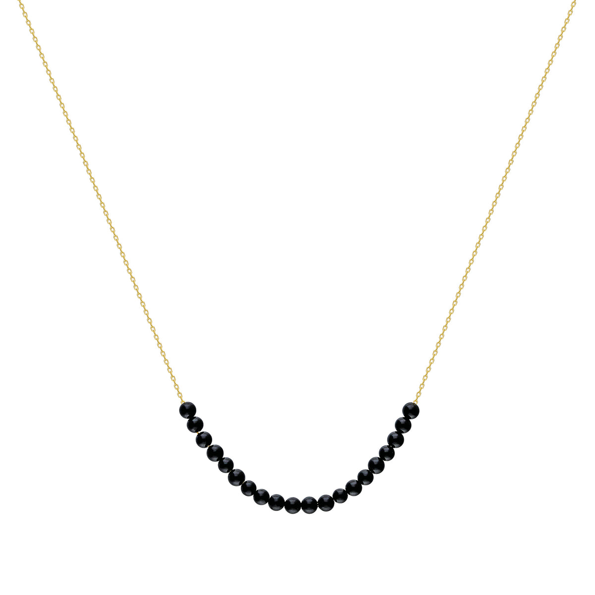 14k Solid Gold Onyx Stone Necklace