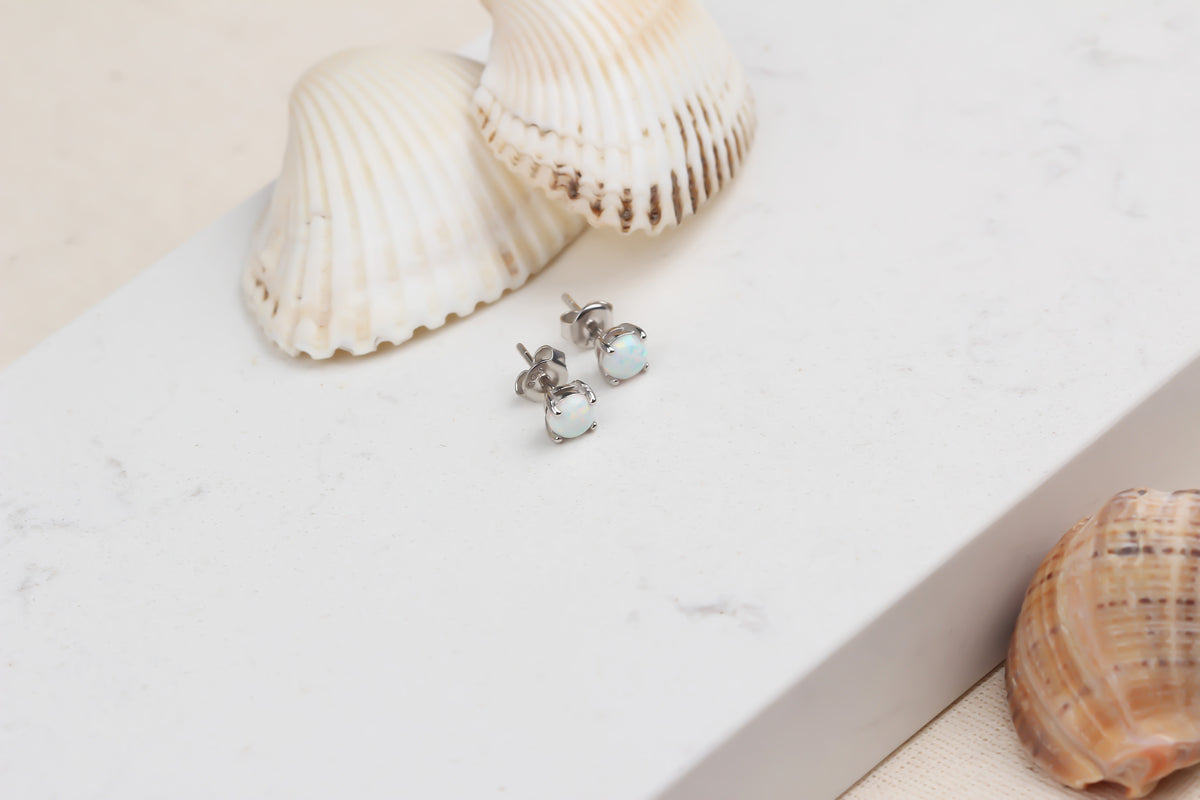 925k Sterling Silver Opal Earrings - alternate view 3