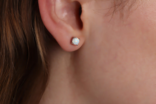 925k Sterling Silver Opal Earrings