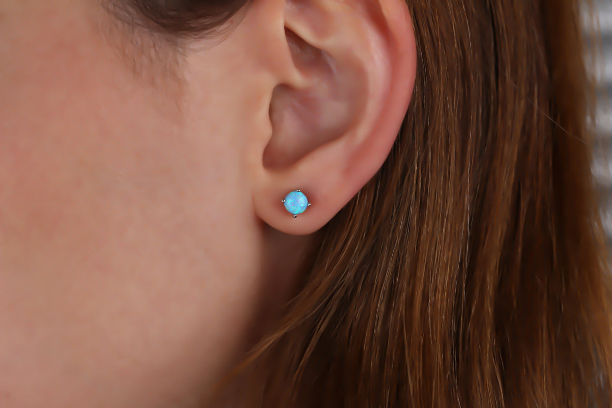 925k Sterling Silver Opal Earrings - alternate view 2