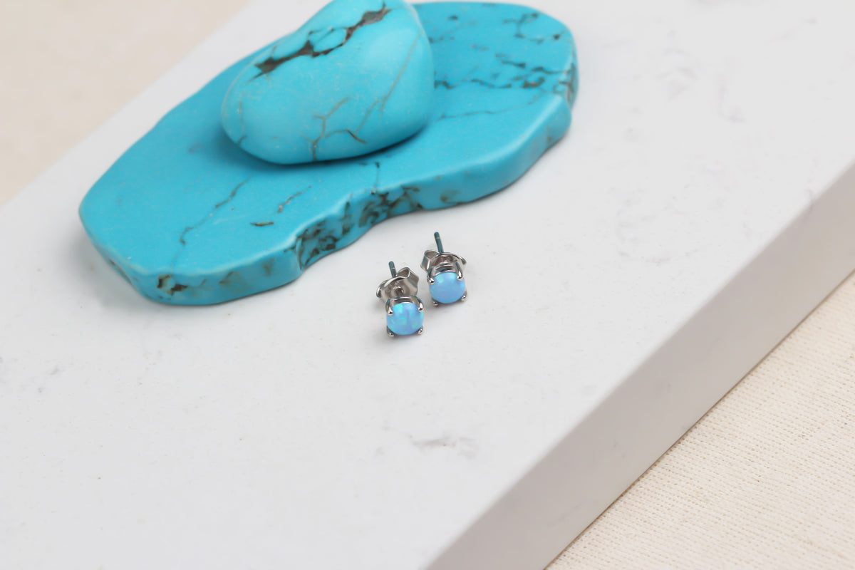 925k Sterling Silver Opal Earrings - alternate view 3