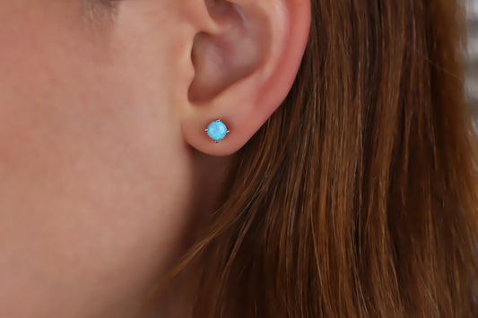 925k Sterling Silver Opal Earrings