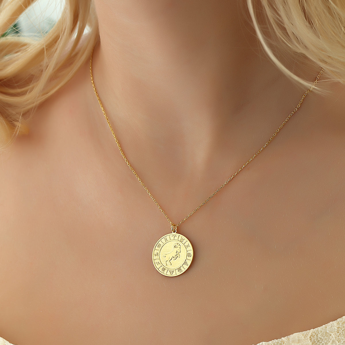 925k Sterling Silver Aries Zodiac Necklace