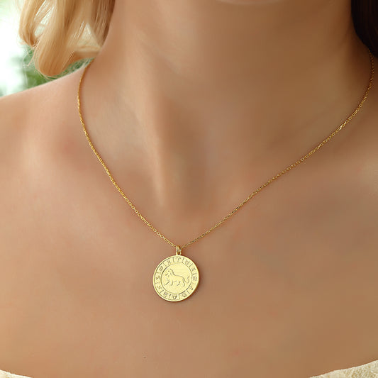 925k Sterling Silver Lion Zodiac Necklace