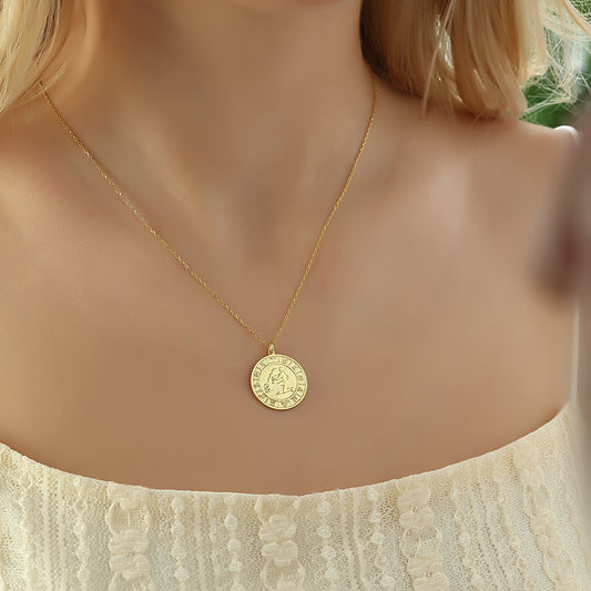 925k Sterling Silver Aquarius Zodiac Necklace