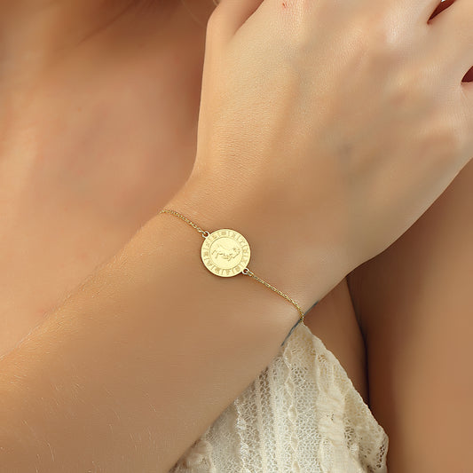 925k Sterling Silver Aries Zodiac Bracelet