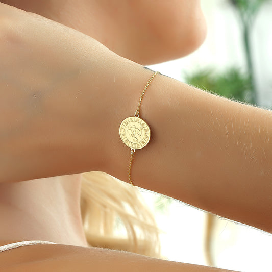 925k Sterling Silver Aquarius Zodiac Bracelet