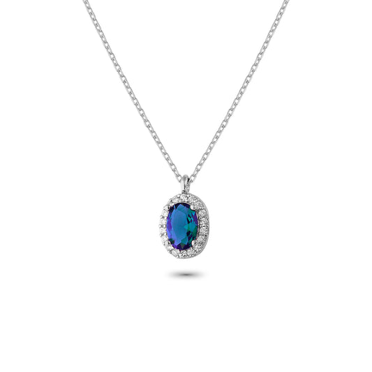 925k Sterling Silver Anturage Oval Necklace