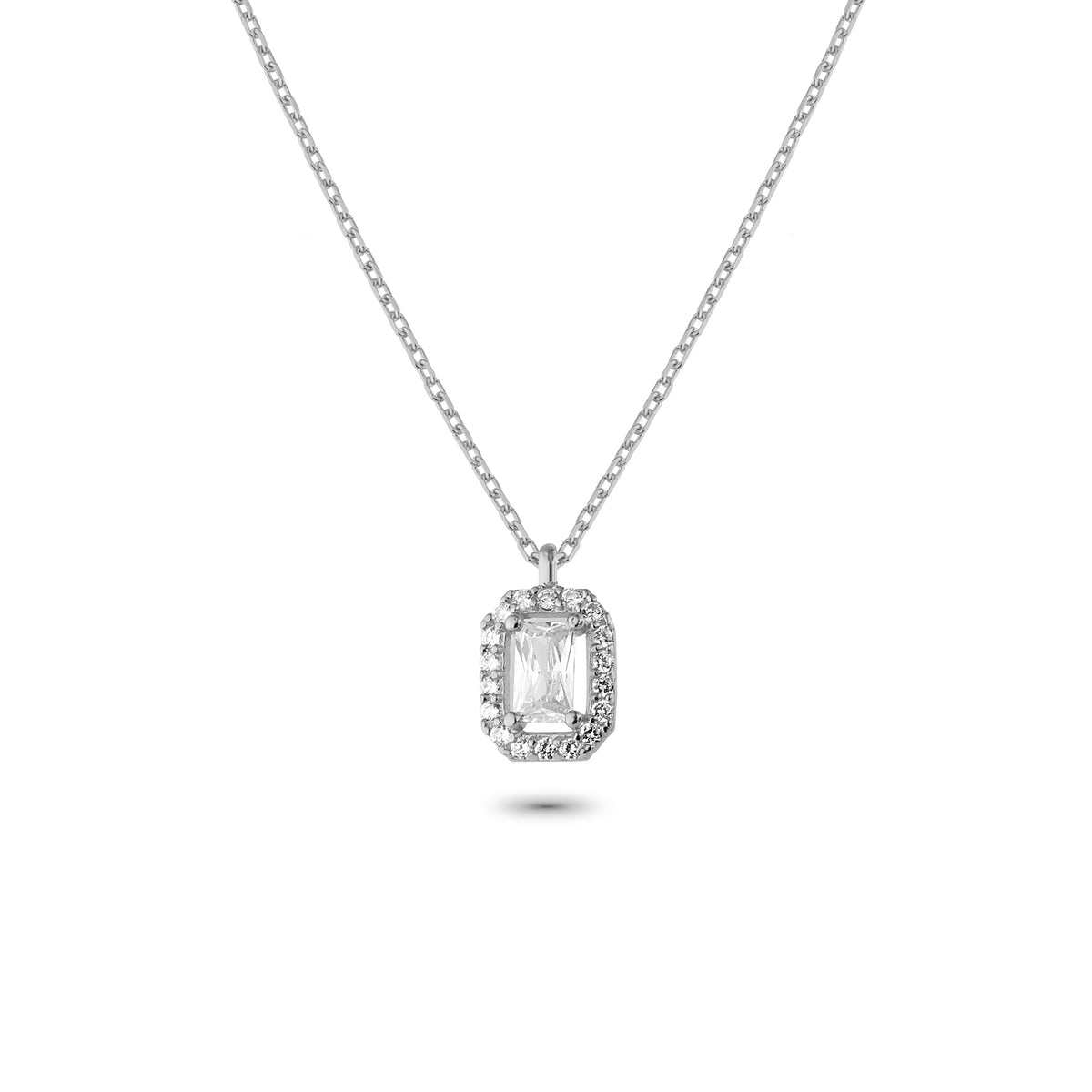 925k Sterling Silver Baguette Necklace