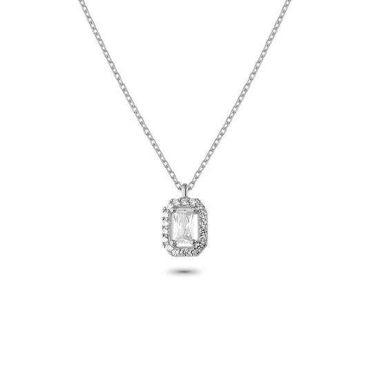 925k Sterling Silver Baguette Necklace
