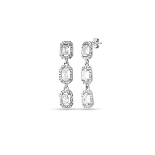 925k Sterling Silver Baguette Earrings