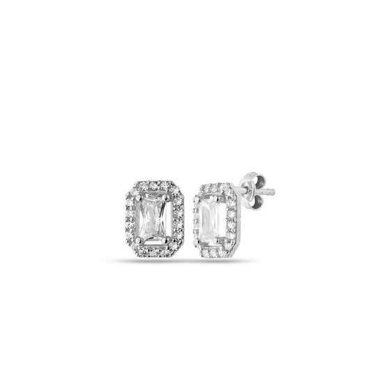 925k Sterling Silver Baguette Earrings