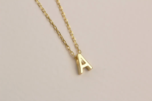 925k Sterling Silver 3D Minimalist Letter A Necklace - alternate view 2