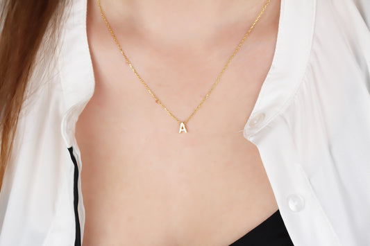 925k Sterling Silver 3D Minimalist Letter A Necklace