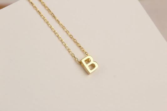 925k Sterling Silver 3D Minimalist Letter B Necklace - alternate view 2