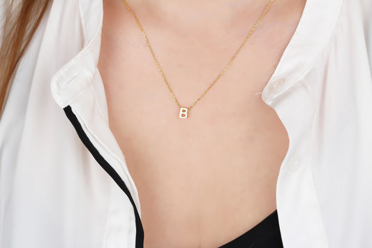 925k Sterling Silver 3D Minimalist Letter B Necklace