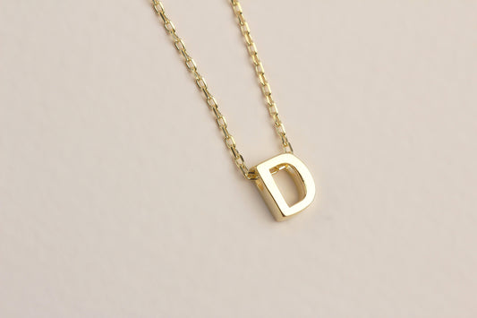 925k Sterling Silver 3D Minimalist Letter D Necklace - alternate view 2