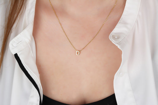 925k Sterling Silver 3D Minimalist Letter D Necklace