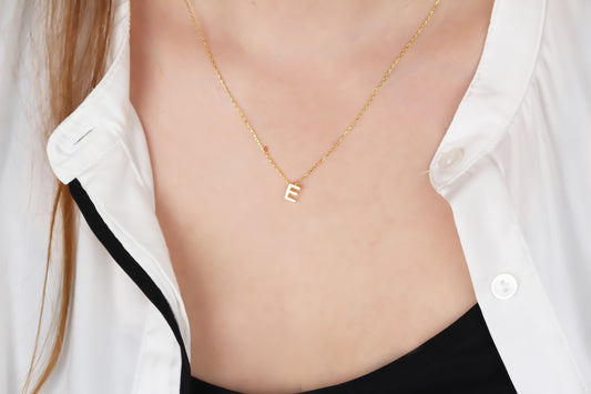 925k Sterling Silver 3D Minimalist Letter E Necklace