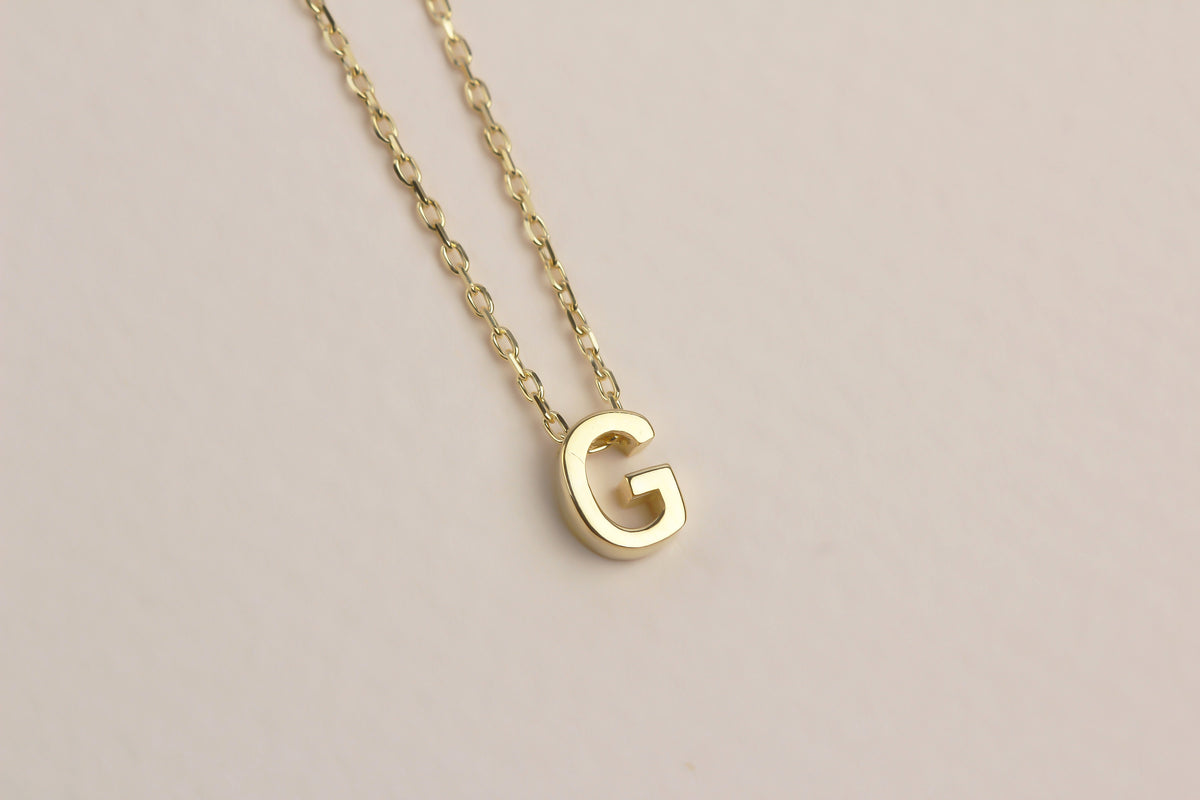 925k Sterling Silver 3D Minimalist Letter G Necklace - alternate view 2