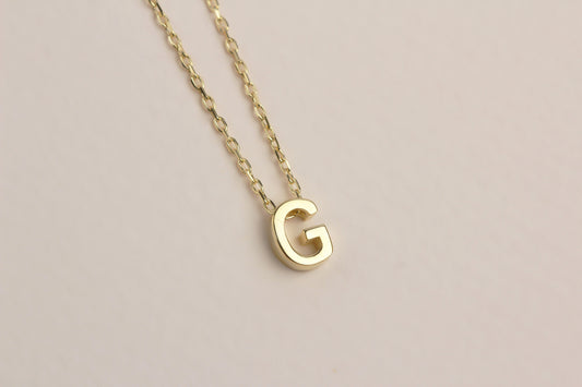 925k Sterling Silver 3D Minimalist Letter G Necklace - alternate view 2