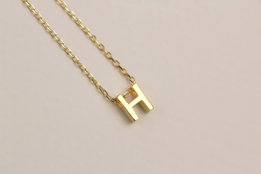 925k Sterling Silver 3D Minimalist Letter H Necklace - alternate view 2