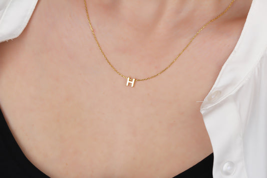 925k Sterling Silver 3D Minimalist Letter H Necklace