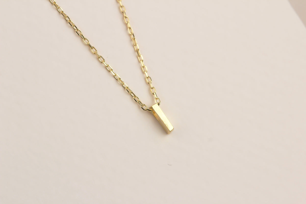 925k Sterling Silver 3D Minimalist Letter I Necklace - alternate view 2