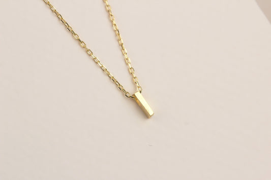 925k Sterling Silver 3D Minimalist Letter I Necklace - alternate view 2
