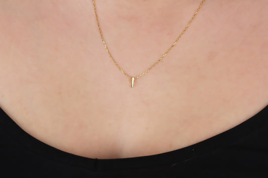 925k Sterling Silver 3D Minimalist Letter I Necklace