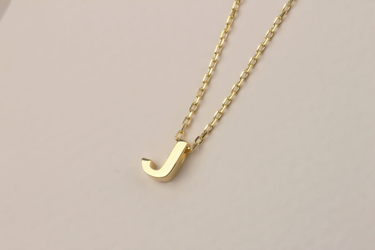 925k Sterling Silver 3D Minimalist Letter J Necklace - alternate view 2