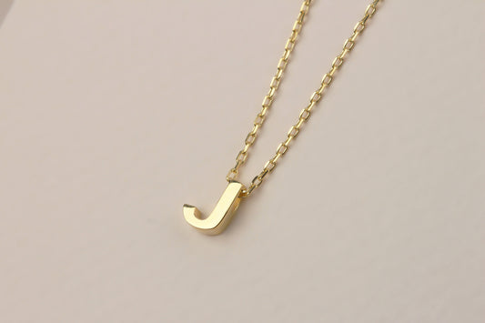 925k Sterling Silver 3D Minimalist Letter J Necklace - alternate view 2